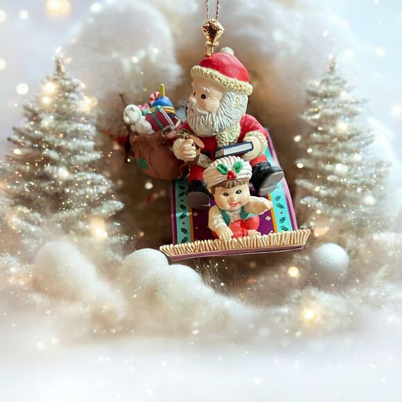 NIB Retired Santa's Magic Ride Flying Carpet Elf Christmas Holiday Ornament 1993 - Picture 4 of 9